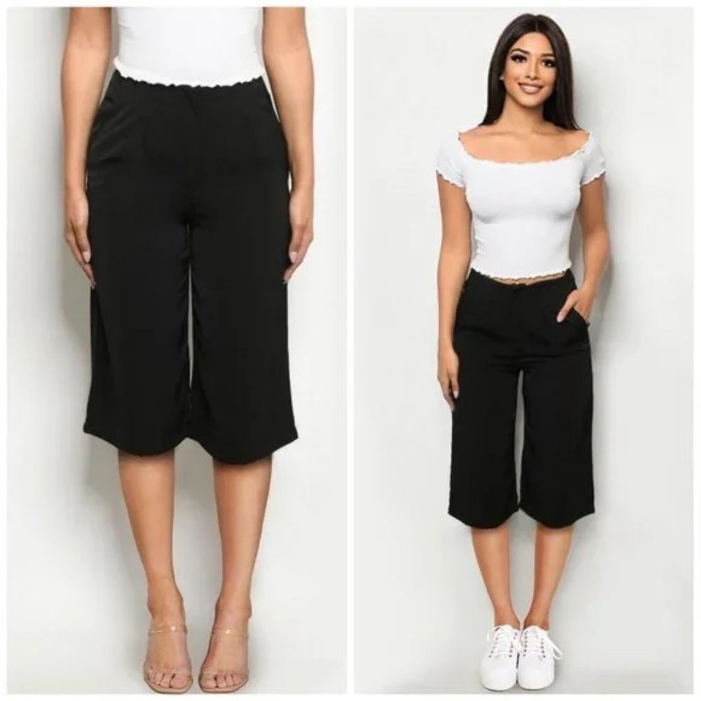 LAST RESTOCKED 3 PACK: Womens cropped culotte everyday fall pant capri bottoms